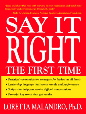cover image of Say It Right the First Time